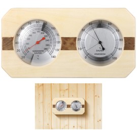 Sauna Thermometer and Hygrometer,2 in 1 Wooden Fahrenheit Thermometer Hygrometer,WJ-10C with Fahrenheit Display,Dual Dial Design Wooden Base for Temperature and Humidity Monitoring