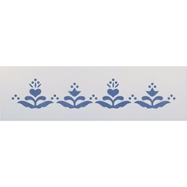 Folk Art Hearts Border Stencil - 15.25" x 3" DIY Art & Craft Reusable Sturdy Flexible Painting Template 10 mil Plastic Mylar Wall Floor Tile Craft Stencils - The Artful Stencil