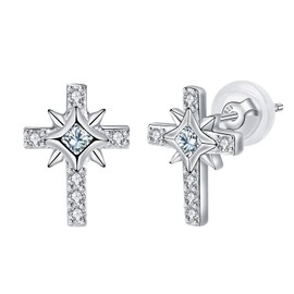 Arrebol Angel Wings Earrings Silver 925 Women's Cute Angel Stud Earrings with 3A Zirconia Earrings for Women Girls Gift, Sterling Silver, Cubic Zirconia