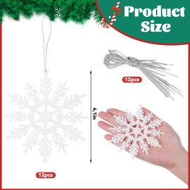 SULOLI Glitter Snowflake Hanging Decorations(White)