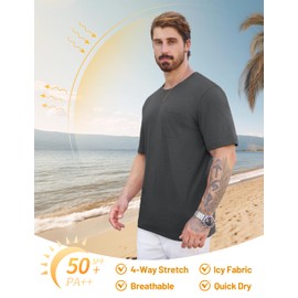 Cotrasen Men's T-Shirts Short Sleeve Shirts for Men Casual Mens Tshirts Crew Neck Tee Shirts Mens with Pocket Dark Grey XXL