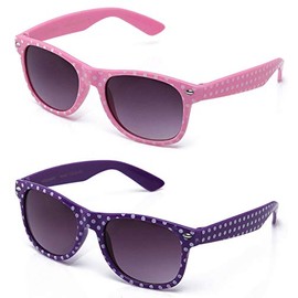 Kyra Kids Girls Polka Dots Fashion Sunglasses Cute Girls Sunglasses (1-5 Years) (2 Pack - Pink & Purple)