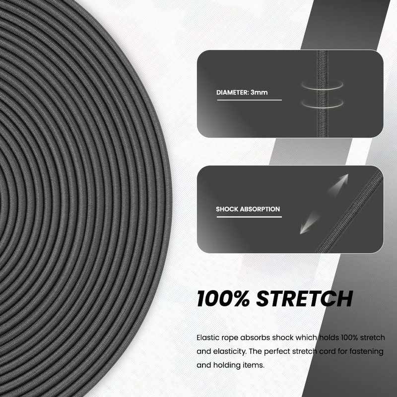 Abma Cord Bungee Cord 100% Stretch 3mm 30M Elastic Shock