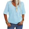 Danedvi Women Fashion V-Neck Half Sleeves Oversized T Shirt Solid