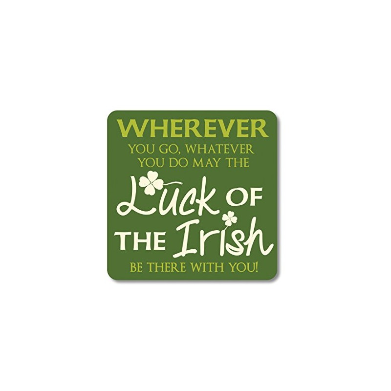 Irish Coaster Cork Backed with Luck of the Irish Saying