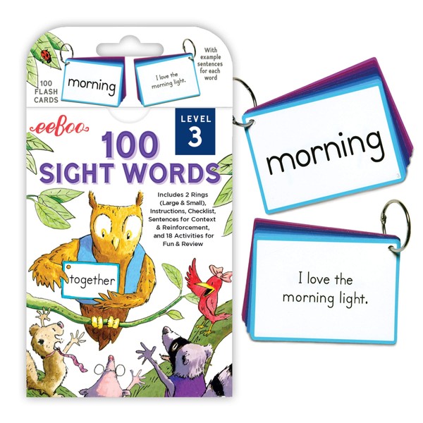 eeBoo: 100 Sight Words Level 3 Educational Flash Cards, Important Tool for Early Reading, Introduces Words in Color-Coded Sets, Educational Game that Stimulates Learning
