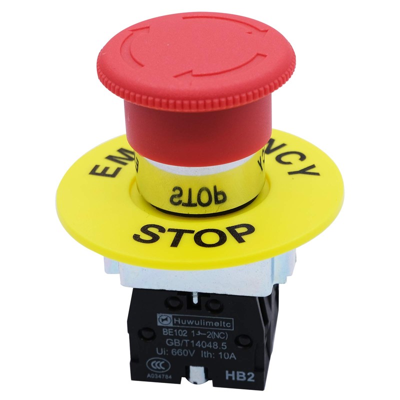mxuteuk 2NC 22mm Emergency Stop Push Button Switch Red Mushroom