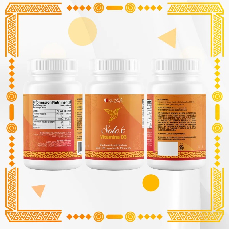 Vitamina D3 Ga Tlali 100 Softgel 180mg 5000 Iu Alta