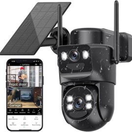 Sansco 5G WiFi Solar PTZ Security Camera 4MP Audio Dual Lens Wireless Color IR