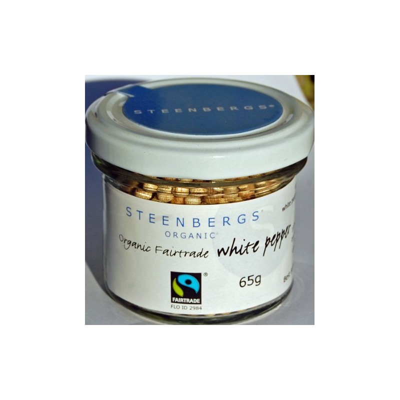 Steenbergs Organic Fairtrade White Peppercorns Standard Jar - 60g