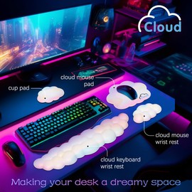 Yamjug Cloud Wrist Rest Keyboard Palm Rest with Non-Slip Base for Computer Gaming Wrist Rest, YAMJUG Cloud Arm Rest Keyboard Wrist Pad Rainbow