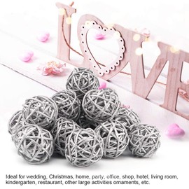 HERCHR 20Pcs Wicker Rattan Balls,Decorative Rattan Balls,Decorative Orbs Natural Spheres Rattan Balls,Vase Fillers Gray Wicker Balls Ornaments Dffuser Balls for DIY Craft, Wedding Table Decoration