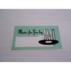 AMI CONTINENTAL JUKEBOX & OTHER AMI MODELS "OPERATOR CARD" Green