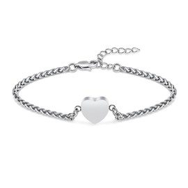 VCCWYQK Cremation Bracelet for Ashes for Women, Stainless Steel Heart Memorial Urn Bracelet Bangle Cremation Keepsake Jewelry for Ashes (E-Silver)