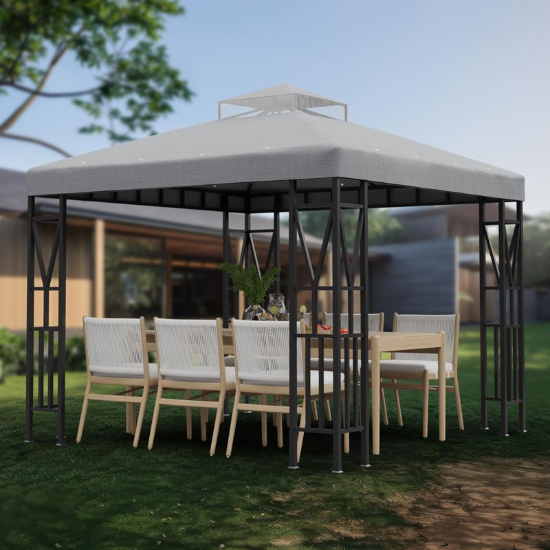 Kieperi 10x10 FT Gazebo Canopy Top Replacement，Double Tiered Canopy Covers