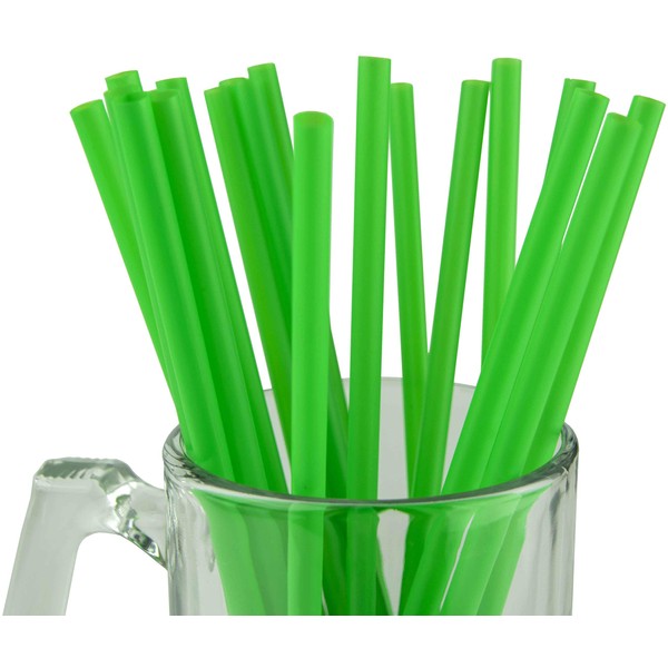 Made in USA Pack of 250 Jumbo Green (10" X 0.28") Individually Wrapped Plastic Smoothie Drinking Straws (Non-toxic, BPA-free)