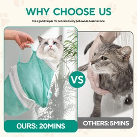 UMiYIDIAN Cat Bathing Bag - Adjustable Soft & Durable Cat Grooming Washing Bag with Anti-Scratch & Anti-Bite Design for Safe Bathing,Includes Pet Nail Clipper, Nail File, and Cat Shell Comb