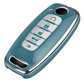 Tukellen for Nissan Key Fob Cover, Premium TPU Plated Case for 2023-2025 Pathfinder Rogue Ariya Versa Kicks Sentra Armada Murano Smart Remote Key Protector (Storm Blue, 5 Buttons)