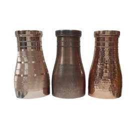 Hammered Pure Copper Water Bottle for Drinking Water, Handcrafted Ayurvedic Pitcher for Healthy Living Copper Vessel for Sports and Yoga, Leak Proof Coated Drinkware for Home & Office