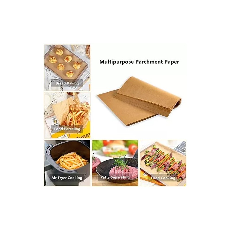 SANBREVE 100 Hojas Papel Para Hornear Pergamino Antiadherente