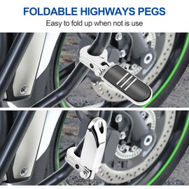 32mm For Harley Highway Pegs, Hutexico Motorcycle Highway Foot Pegs 1.25” Engine Guard Foot Rest With P-Clamps Mounts Kits For Touring Road King Street Softail Dyna Sportster Kawasaki (Chrome 6)