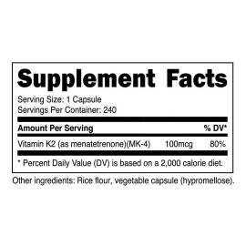 Vitamina Vitamin K2 Más Potente 100mcg 240 Caps Eg T06