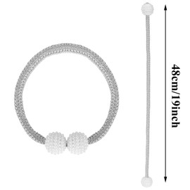 Oenothera 8 Pieces Magnetic Tie Backs for Curtains, Tie Backs for Curtains, Pearl Ball Curtain Magnetic TieBacks for Home, Office, Hotel Window Decorative（Gray）