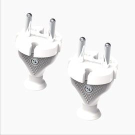 KEL Pack of 2 Contour Plugs; Straight Plug IP20, White Plug for Indoor Use - Protective Contact Straight and Dismountable, 2 p+Z Schuko, 230 V 2.5 A Max.