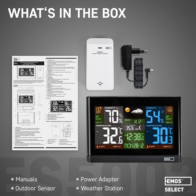 EMOS Weather Station - Wireless System with Colour Display, Weather