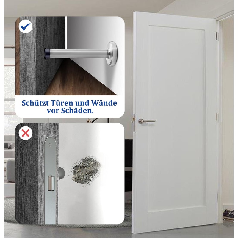Misuyue Wall Door Stop, Stainless Steel, 15 cm, Wall Mounted
