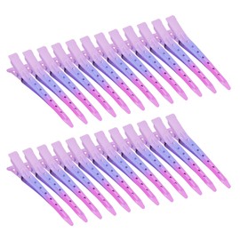 24 Packs Duck Bill Clips, Bantoye 2.75 Inches Rustproof Metal Alligator Curl Clips with Holes for Hair Styling, Hair Coloring, Gradient Pink