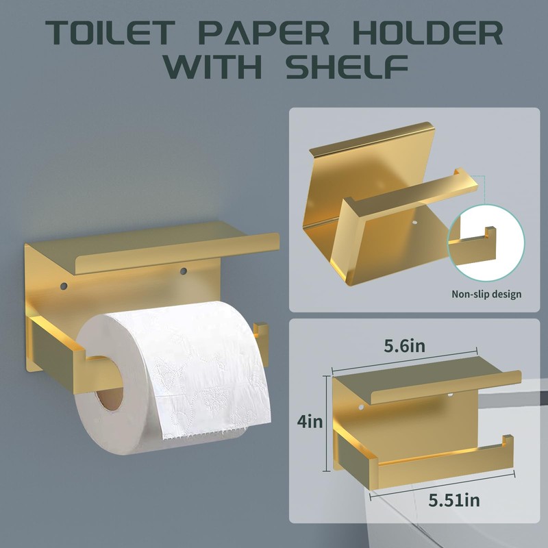 Dorudon atrox 7 Piece Gold Bathroom Hardware Set with Brushed