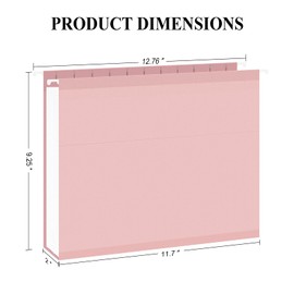 ViVin Hanging File Folders, 1/5-Cut Adjustable Tabs with 24 Per Box, 2 Inch Expansion, 24 Pack Letter Size Hanging File Folders, Designed for Office Home School Filing Cabinet(Pink)