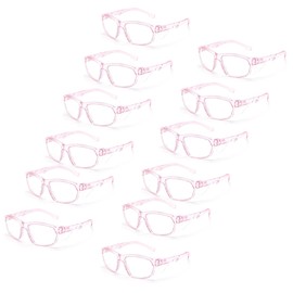 ProtectX Pink Safety Glasses Clear Lens, Anti-Fog Safety Glasses with Side Shields, ANSI Z87.1 with UV Protection for Men Women 12 Pack