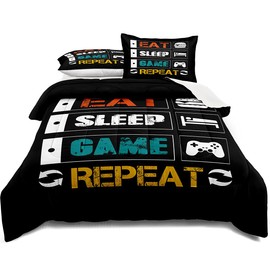 lris Bedding Gaming Comforter Set Twin Size for Boys Kids Game Room Decor Video Game Gamer Comforter Teens Bedroom Gamepad Bedding Set All Season (A08, Queen)…
