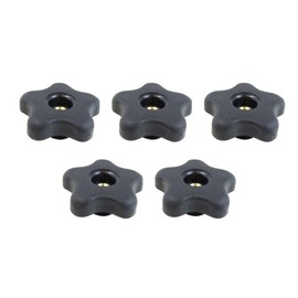 POWERTEC 5 Pack 5/16"-18 5 Star Knobs, Threaded Clamping Knobs for T Track & Table Saw Accessories, Featherboard, Woodworking Jigs on Miter Saw, Router Table, Drill Press (71071V)