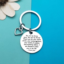 Step Mum Gift Keyring for Bonus Mom Adoption Gift Appreciation Gift for Step Mother Christmas Birthday Wedding Gift for Mother in Law Mothers Day Thank You Gift from Step Daughter Step Mom Keychain