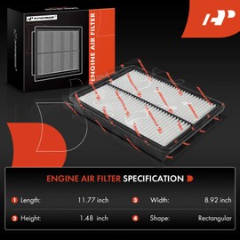A-Premium Filtro de aire de motor de 2 piezas compatible con Hyundai Santa Fe, Santa Fe Sport, Santa Fe XL y Kia Sorento, 2013-2019, 2.0L 2.4L 3.3L, panel rígido, reemplazo# 281132W100