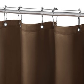 Gibelle Extra Long Shower Curtain Liner 72 x 84 Inches, Brown Shower Curtain Liner, Washable Waterproof Fabric Bathroom Shower Curtain Set with Hooks