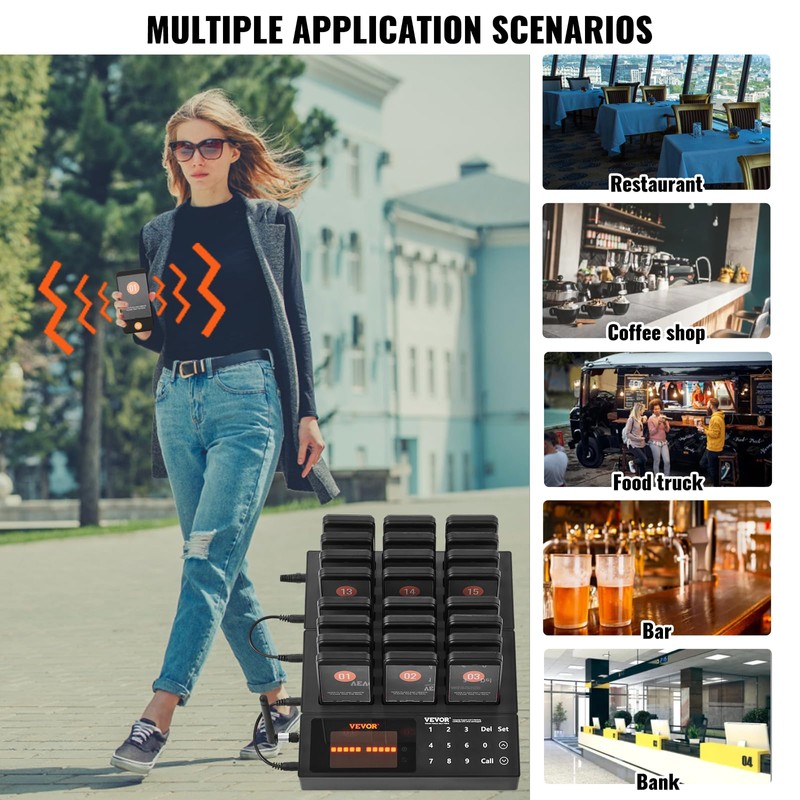 VEVOR Restaurant Pager System,Touch Screen Keyboad Wireless Long Range Lineup