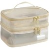 Clear Cosmetic Bag Double-Layer Makeup Bag, Large Capacity Portable mesh