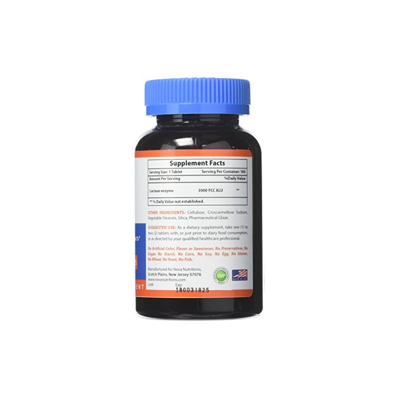 Nova Nutritions Lactase Enzyme 3000 FCC ALU 180 Tablets
