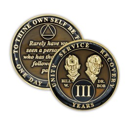 3 Year Sobriety Coin | Founders Triplate AA Chip | Celebrate Recovery Anniversary Token | Alcoholics Anonymous Gift (Translucent Black)