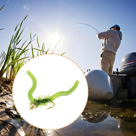 Briny River 6 Pieces Tungsten Bead Squirmy Worms Fishing Lures Red Orange and Green Size 12 Hooks