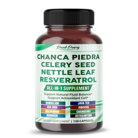 PEAKPURY Premium All-in-1 Chanca Piedra, Celery Seed, Nettle Leaf & Resveratrol – Supports Fluid Balance & Antioxidant Cell Protection – Made in The USA – 150 Capsules