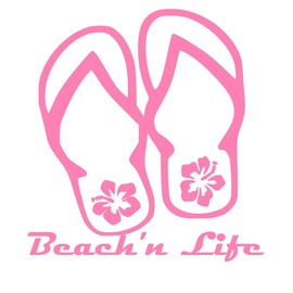 UR Impressions Pnk Beach'n Life Hibiscus Flip Flop Decal Vinyl Sticker Graphics for Cars Trucks SUV Vans Walls Windows Laptop|Pink|5.5 Inch|URI478-P