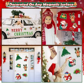 Jovlirz Merry Christmas Garage Door Decorations Magnets, 22 Pcs Garage Door Christmas Magnetic Banners, Refrigerator Car Magnets Decal Xmas Ornaments Stickers for Holiday DIY Decor, 8" H Large