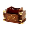 StonKraft Wooden Rosewood Desk Organiser, Coaster/Coasters Set, Pen Stand, Business