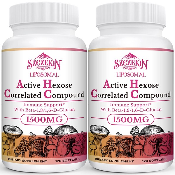SZCZEKIN 1500mg Liposomal Active Hexose Correlated Supplement,240 Soft Gels Beta-Glucans with Natural Mushroom Extract, Immune System, Liver Function, Maintain T-Cell & Killer Cell Activity