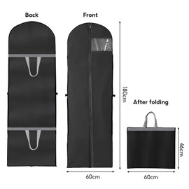 Long Garment Bags, 180 x 60 cm, Foldable Garment Bags with Zips, Durable and Mothproof, Dustproof, Premium Garment Bag, Breathable Garment Bag for Suits, Dresses, Coats, Shirts